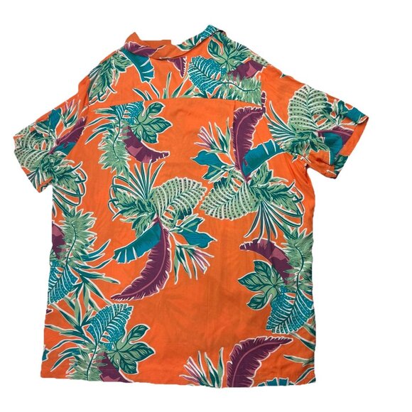 KS Island Mens 2XL Tall Orange Palm Frond Hawaiian Short Sleeve Shirt - Picture 2 of 8